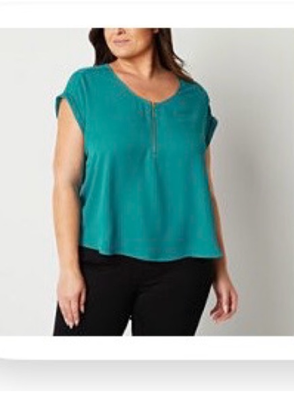 BOLD elements Teal Scoop Neck Short Sleeve Blouse
